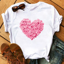 Load image into Gallery viewer, Maycaur Red Heart Butterfly Print Women Tshirt Fashion Casual O Neck Female T Shirt 90s Lady Yong Girl New Valentine's Day Gifts