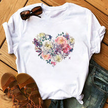 Load image into Gallery viewer, Maycaur Red Heart Butterfly Print Women Tshirt Fashion Casual O Neck Female T Shirt 90s Lady Yong Girl New Valentine's Day Gifts