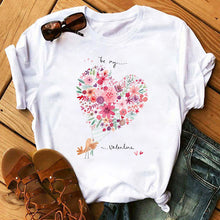 Load image into Gallery viewer, Maycaur Red Heart Butterfly Print Women Tshirt Fashion Casual O Neck Female T Shirt 90s Lady Yong Girl New Valentine's Day Gifts