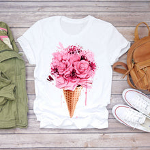 Load image into Gallery viewer, Tshirt Women Summer Clothes Print Floral Flower Bottle Sweet Short Sleeve Tshirt Printed Women T Shirt Female T-shirt Casual Tee