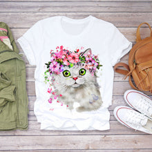 Load image into Gallery viewer, Tshirt Women Summer Clothes Print Floral Flower Bottle Sweet Short Sleeve Tshirt Printed Women T Shirt Female T-shirt Casual Tee