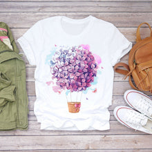 Load image into Gallery viewer, Tshirt Women Summer Clothes Print Floral Flower Bottle Sweet Short Sleeve Tshirt Printed Women T Shirt Female T-shirt Casual Tee