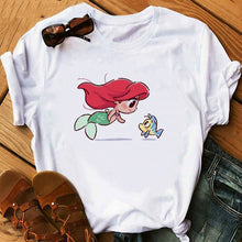 Load image into Gallery viewer, 2020 Cute Princess little mermaid Funny Cartoon T Shirt Women Harajuku Ullzang T-shirt Graphic 90s Tshirt Kawaii Anime Top Tees