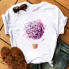 Load image into Gallery viewer, Female T-shirt Romantic Heart Shaped Flowers Vogue Kawaii Harajuku T-Shirt Women Summer Casual Tshirts Korean Style Graphic Tops