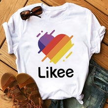 Load image into Gallery viewer, Summer Casual Top Female T-shirts Romantic Heart Pattern Print Tshirt Harajuku Leisure O-neck Plus Size Streetwear Lady Clothes