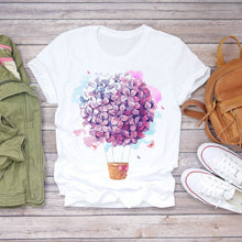 Load image into Gallery viewer, Women T-shirt Floral Flower Print Top Female Tshirts Summer Short Sleeve Harajuku O-neck Plus Size Streetwear Ladies Clothes