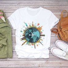 Load image into Gallery viewer, Women T-shirt Floral Flower Print Top Female Tshirts Summer Short Sleeve Harajuku O-neck Plus Size Streetwear Ladies Clothes
