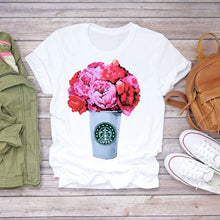 Load image into Gallery viewer, Women T-shirt Floral Flower Print Top Female Tshirts Summer Short Sleeve Harajuku O-neck Plus Size Streetwear Ladies Clothes