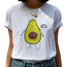 Load image into Gallery viewer, Kawaii T-shirt Women Cartoon Avocado Graphic T Shirt Short Sleeve Casual O Neck Tops Female Tee Tshirt Summer Harajuku T-shirt