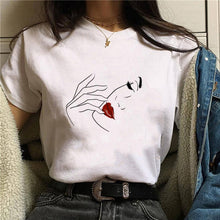 Load image into Gallery viewer, 2020 Womens T-Shirt Harajuku Shiny Eyelash Graphic Top Female Tshirt Eye Shadow Shirts Fashion Oversized White Short Clothes