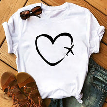 Load image into Gallery viewer, Maycaur Red Heart Butterfly Print Women Tshirt Fashion Casual O Neck Female T Shirt 90s Lady Yong Girl New Valentine's Day Gifts

