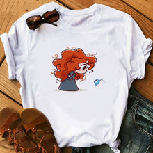 Load image into Gallery viewer, 2020 Cute Princess little mermaid Funny Cartoon T Shirt Women Harajuku Ullzang T-shirt Graphic 90s Tshirt Kawaii Anime Top Tees
