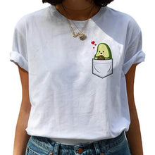 Load image into Gallery viewer, Kawaii T-shirt Women Cartoon Avocado Graphic T Shirt Short Sleeve Casual O Neck Tops Female Tee Tshirt Summer Harajuku T-shirt
